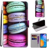 Voor Huawei P smart 2021 / Y7a Gekleurde Tekening Cross Textuur Horizontale Flip PU Lederen Case met Houder & Kaartsleuven & Portemonnee & Lanyard (Kleurrijke Taarten)