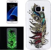Voor Galaxy S7 / G930 Noctilucent Feather Pattern IMD Vakmanschap Zachte TPU Beschermhoes