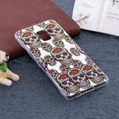 Voor Galaxy A8 (2018) Noctilucent Rose Skull Pattern TPU Soft Back Case Beschermhoes