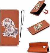 Voor Galaxy A8 Plus (2018) 3D Schilderen Horizontale Flip Leren Case met Houder & Kaartsleuf & Portemonnee & Lanyard (Hond)