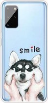 Voor Samsung Galaxy A41 Gekleurd tekeningpatroon Zeer transparant TPU beschermhoes (Pinch Dog)