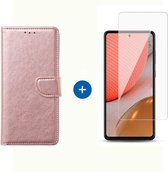 BixB Samsung A72 hoesje - Samsung Galaxy A72 screenprotector - Book Case Wallet - Rose goud