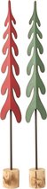 J-Line Kerstboom Op Voet Metaal/Hout Rood/Groen Large Assortiment Van 2