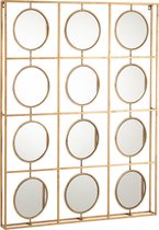 J-Line Wanddecoratie 12 Spiegels Ijzer/Gl Goud - Wandspiegel 88 x 116 cm