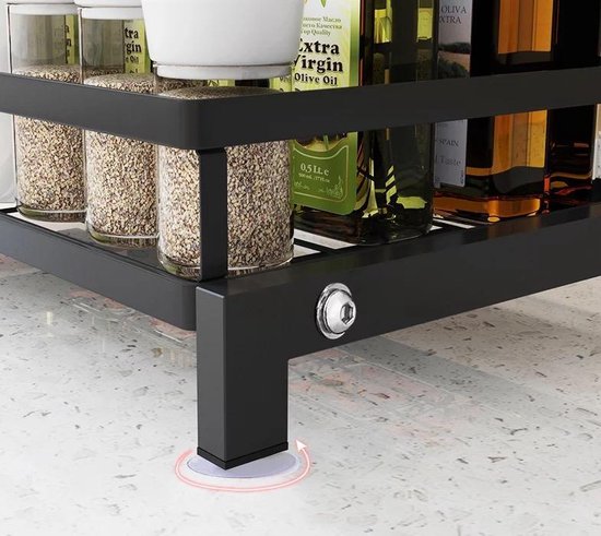 TammaT - Kruidenrek - Kruidenrek Staand - Inklapbare Keukenrek - 3-laags 35x21x56,5CM - Keuken Organizer - Aanrecht Organizer - Keuken Opslag - Roestvrij Staal - Opbergrek - Keuken organizers - Roestvrij en krasvrij
