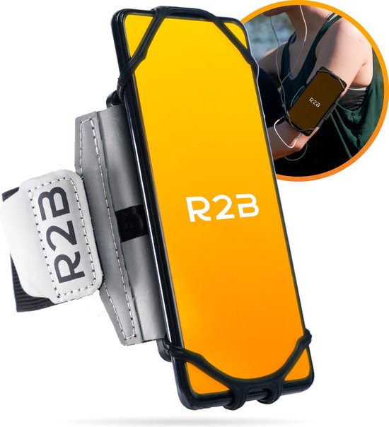 R2B® Hardloop telefoonhouder met 360 graden rotatie - Zilver - t/m 6,5 inch  -... | bol.com