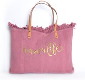 Momlife strandtas- roze-goud