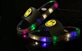 Lichtgevende LED Slippers Smiley - Zwart - Maat 32/33