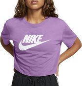 Nike Nike Sportswear Essential Cropped Sportshirt - Maat M  - Vrouwen - lila - wit