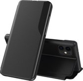 Zijdisplay Magnetische schokbestendige horizontale lederen flip-hoes met houder voor iPhone 11 (zwart)