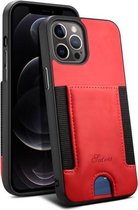 H10 TPU + PU lederen schokbestendige beschermhoes met kaartsleuf voor iPhone 12 Pro Max (rood)