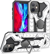 Voor iPhone 12 mini Iron Knight Series 2 in 1 PC + TPU telefoonhoes met ringhouder (zilver)