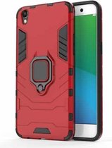 PC + TPU schokbestendige beschermhoes voor OPPO R9 Plus, met magnetische ringhouder (rood)