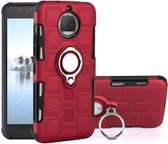 Voor Motorola Moto G5S Plus 2 in 1 Cube PC + TPU beschermhoes met 360 graden draaien zilveren ringhouder (rood)