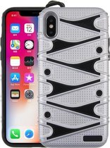 Voor iPhone X / XS PC + TPU 2 in 1 Y-vormige afneembare schokbestendige beschermhoes (zilver)