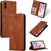 Retro Skin Feel Business magnetisch horizontaal lederen flip-hoesje voor iPhone XS / X (bruin)