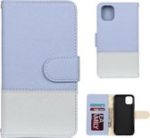 Voor iPhone 11 Pro Splicing Color Horizontale Flip lederen tas met houder & fotolijst & kaartsleuven & portemonnee (lichtblauw)