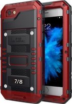 Waterdichte stofdichte schokbestendige zinklegering + siliconen hoes voor iPhone SE 2020 & 8 & 7 (rood)