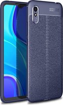 Voor Geschikt voor Xiaomi Redmi 9A Litchi Texture TPU schokbestendig hoesje (marineblauw)