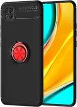 Voor Xiaomi Poco C3 metalen ringhouder 360 graden roterende TPU-hoes (zwart + rood)