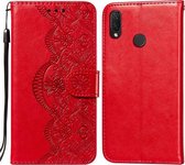 Voor Huawei P smart Z / Y9 Prime (2019) Flower Vine Embossing Pattern Horizontale Flip Leather Case met Card Slot & Holder & Wallet & Lanyard (Red)