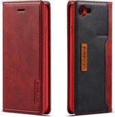 Voor iPhone 7/8 LC.IMEEKE LC-001-serie PU + TPU kleuraanpassing Frosted horizontale flip lederen tas met houder en kaartsleuf (rood)