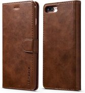 Voor iPhone 8 Plus / 7 Plus LC.IMEEKE Horizontale lederen flip-hoes met kalfsleer, met houder en kaartsleuven en portemonnee (bruin)