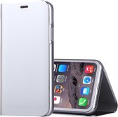 Voor iPhone X / XS Galvaniserende spiegel Horizontale flip lederen tas met houder (zilver)