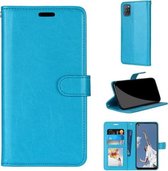 Voor OPPO A52 / A92 / A72 5G Pure Kleur Horizontale Flip PU lederen tas met houder & kaartsleuven & portemonnee & fotolijst (blauw)