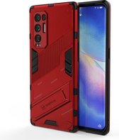 Voor OPPO Reno5 Pro + Punk Armor 2 in 1 PC + TPU schokbestendig hoesje met onzichtbare houder (rood)