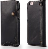 Voor iPhone 6 Denior Oil Wax Koeienhuid Magnetische Knop Horizontale Flip Leren Case met Kaartsleuven & Portemonnee (Zwart)