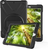 Voor iPad Pro10.5 / Air 10.5 2019360 graden rotatie pc + siliconen beschermhoes met houder en handriem (zwart)