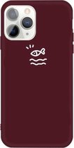 Voor iPhone 11 Pro Max Small Fish Pattern Colorful Frosted TPU telefoon beschermhoes (wijnrood)