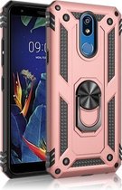 Voor LG K40 schokbestendige TPU + pc-beschermhoes met 360 graden roterende houder (roségoud)