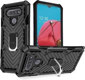 Voor LG K51 Cool Armor PC + TPU schokbestendig hoesje met 360 graden rotatie ringhouder (zwart)