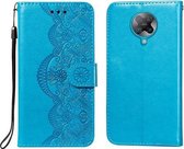 Voor Xiaomi Redmi K30 Pro Flower Vine Embossing Pattern Horizontale Flip Leather Case met Card Slot & Holder & Wallet & Lanyard (Blue)