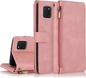 Voor Samsung Galaxy A81 Skin-feel Crazy Horse Texture Rits Portemonnee Tas Horizontale Flip Leren Case met Houder & Kaartsleuven & Portemonnee & Lanyard (Rose Goud)