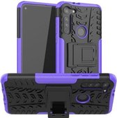 Voor Motorola Moto G8 Tyre Texture Shockproof TPU + PC beschermhoes met houder (paars)