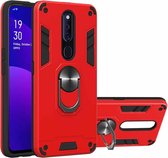 Voor OPPO F11 Pro 2 in 1 Armor Series PC + TPU beschermhoes met ringhouder (rood)