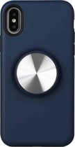 TPU + PC 2-in-1 schokbestendig hoesje met magnetische ronde autohouder voor iPhone XS (donkerblauw)