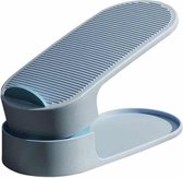 2 stuks schoenenkast opslag dubbele verstelbare schoenenrek (blauw)