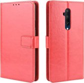 Voor OnePlus 7T Pro Retro Crazy Horse Texture Horizontale Flip Leren Case met Houder & Kaartsleuven & Fotolijst (Rood)