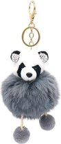 Sleutelhanger Fluffy Panda - 12x6 cm - Grijs
