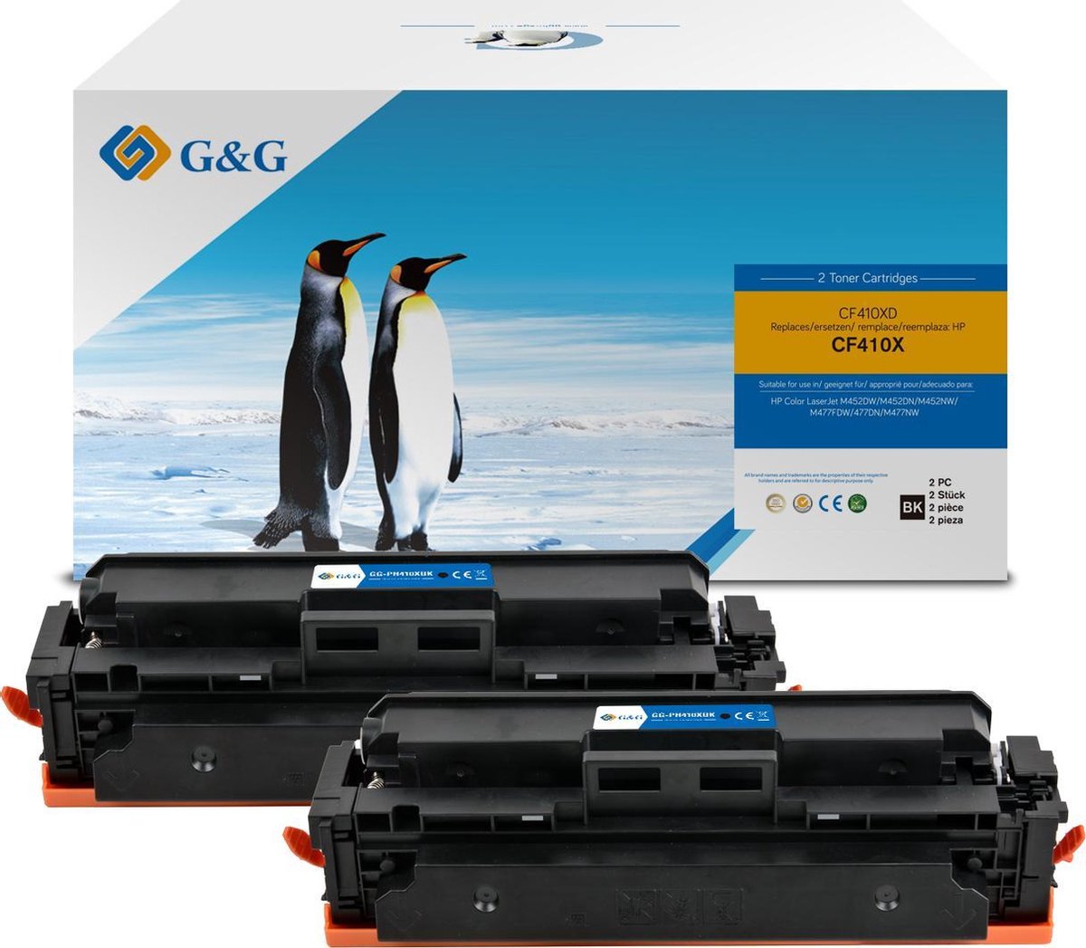 G&G Huismerk Toner Alternatief voor HP 410X (CF410X) Zwart 2-pack Hoge Capaciteit