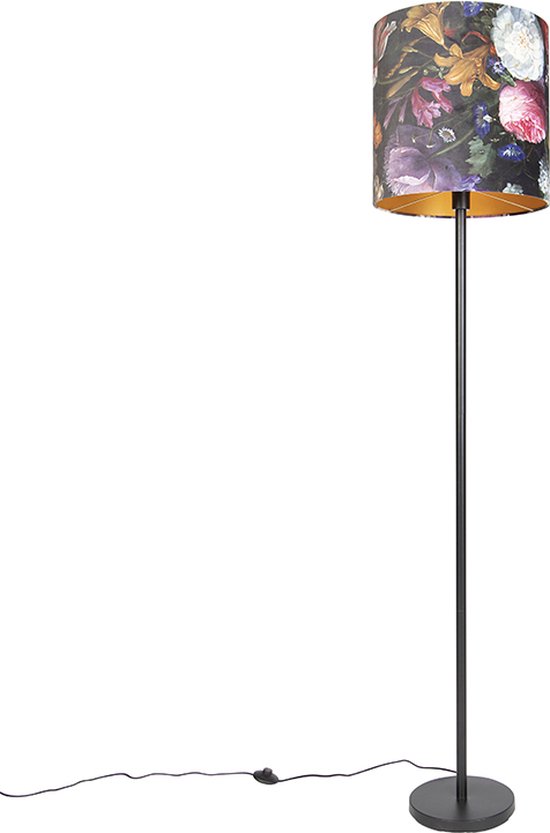 QAZQA simplo - Klassieke Vloerlamp | Staande Lamp met kap - 1 lichts - H 1840 mm - Multicolor - Woonkamer | Slaapkamer