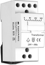 Navaris deurbeltransformator - 8V, 12V, 24V - Voor bekabelde deurbellen - Geschikt voor DIN-rail montage - Beltrafo - Beltransformator voor max. 8VA