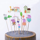 Partygoodz - 12-Delige Peppa Pig Taarttopper - Cake - Vlaggenset - Decoratie  - Verjaardagstaart - Decoratie Topper