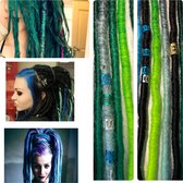 Dreadlocks 10 stuks single ended handmade 60cm Green Explosion
