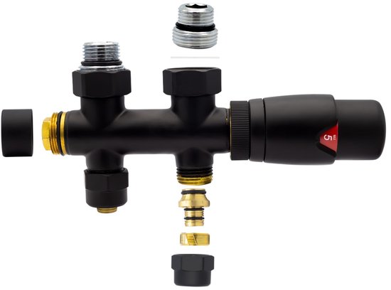 Bewonen Alento Aansluitset 1/2" - 3/4" met Thermostaatknop Recht