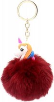 Sleutelhanger Eenhoorn - Fluffy Unicorn - 8x3 cm - Bordeaux